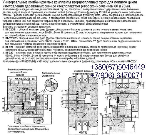 Набор фрез для евроокон
