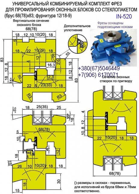 Фрезы для изготовления евро окон со стеклопакетом